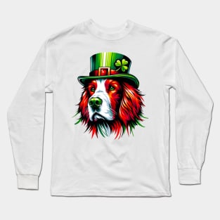 Irish Red and White Setter Celebrates St. Patrick's Day Long Sleeve T-Shirt